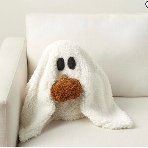 NEW Pottery Barn Gus Ghost with Pumpkin Pillow